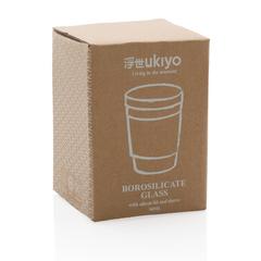 Vue Verre 360ml avec couvercle et manchon en silicone Ukiyo de couleur bleu| Krokrodeal