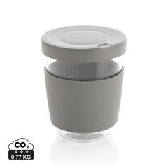 Vue Verre 360ml avec couvercle et manchon en silicone Ukiyo de couleur gris| Krokrodeal