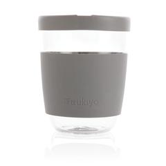 Vue Verre 360ml avec couvercle et manchon en silicone Ukiyo de couleur gris| Krokrodeal