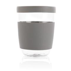 Vue Verre 360ml avec couvercle et manchon en silicone Ukiyo de couleur gris| Krokrodeal