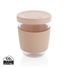 Vue Verre 360ml avec couvercle et manchon en silicone Ukiyo de couleur marron| Krokrodeal