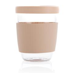 Vue Verre 360ml avec couvercle et manchon en silicone Ukiyo de couleur marron| Krokrodeal
