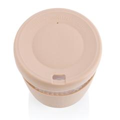 Vue Verre 360ml avec couvercle et manchon en silicone Ukiyo de couleur marron| Krokrodeal