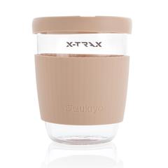 Vue Verre 360ml avec couvercle et manchon en silicone Ukiyo de couleur marron| Krokrodeal