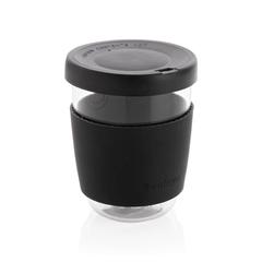 Vue Verre 360ml avec couvercle et manchon en silicone Ukiyo de couleur noir| Krokrodeal