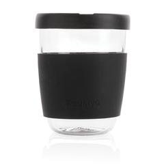 Vue Verre 360ml avec couvercle et manchon en silicone Ukiyo de couleur noir| Krokrodeal