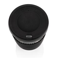 Vue Verre 360ml avec couvercle et manchon en silicone Ukiyo de couleur noir| Krokrodeal