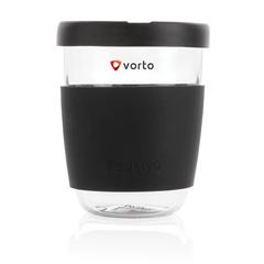 Vue Verre 360ml avec couvercle et manchon en silicone Ukiyo de couleur noir| Krokrodeal