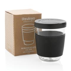 Vue Verre 360ml avec couvercle et manchon en silicone Ukiyo de couleur noir| Krokrodeal