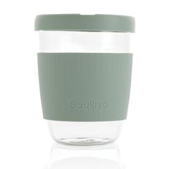Vue Verre 360ml avec couvercle et manchon en silicone Ukiyo de couleur vert| Krokrodeal