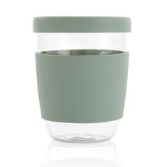 Vue Verre 360ml avec couvercle et manchon en silicone Ukiyo de couleur vert| Krokrodeal