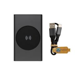 Vue Powerbank 5000 mAh et 5W en aluminium recyclé RCS Terra de couleur gris| Krokrodeal
