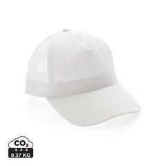 Vue Casquette filet 5 panneaux coton recyclé Impact AWARE™ de couleur blanc| Krokrodeal