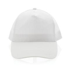 Vue Casquette filet 5 panneaux coton recyclé Impact AWARE™ de couleur blanc| Krokrodeal