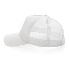 Vue Casquette filet 5 panneaux coton recyclé Impact AWARE™ de couleur blanc| Krokrodeal
