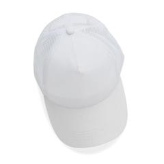 Vue Casquette filet 5 panneaux coton recyclé Impact AWARE™ de couleur blanc| Krokrodeal