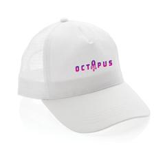 Vue Casquette filet 5 panneaux coton recyclé Impact AWARE™ de couleur blanc| Krokrodeal