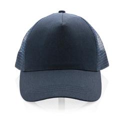 Vue Casquette filet 5 panneaux coton recyclé Impact AWARE™ de couleur bleu| Krokrodeal