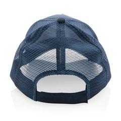 Vue Casquette filet 5 panneaux coton recyclé Impact AWARE™ de couleur bleu| Krokrodeal