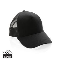 Vue Casquette filet 5 panneaux coton recyclé Impact AWARE™ de couleur noir| Krokrodeal