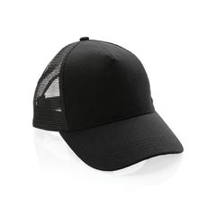 Vue Casquette filet 5 panneaux coton recyclé Impact AWARE™ de couleur noir| Krokrodeal