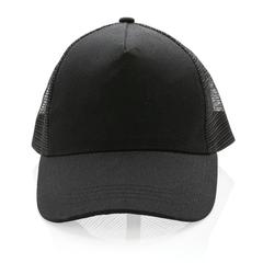 Vue Casquette filet 5 panneaux coton recyclé Impact AWARE™ de couleur noir| Krokrodeal