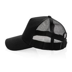 Vue Casquette filet 5 panneaux coton recyclé Impact AWARE™ de couleur noir| Krokrodeal