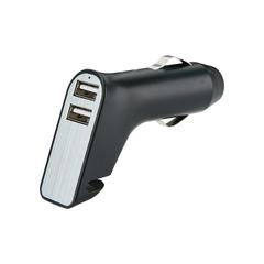 Vue Double chargeur allume-cigare avec coupe-ceinture et marteau de couleur gris| Krokrodeal