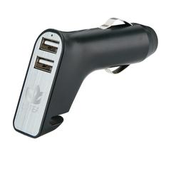 Vue Double chargeur allume-cigare avec coupe-ceinture et marteau de couleur gris| Krokrodeal