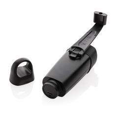 Vue Torche rechargeable par USB avec manivelle en plastique RCS de couleur noir| Krokrodeal