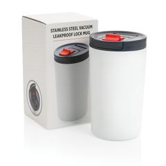 Vue Mug étanche à double paroi et verrouillable de couleur blanc| Krokrodeal