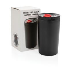 Vue Mug étanche à double paroi et verrouillable de couleur noir| Krokrodeal