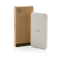 Vue Powerbank 8000 mAh avec induction en plastique recyclé RCS de couleur blanc| Krokrodeal
