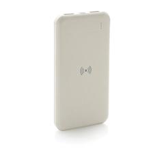 Vue Powerbank 8000 mAh avec induction en plastique recyclé RCS de couleur blanc| Krokrodeal