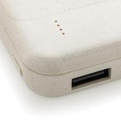 Vue Powerbank 8000 mAh avec induction en plastique recyclé RCS de couleur blanc| Krokrodeal