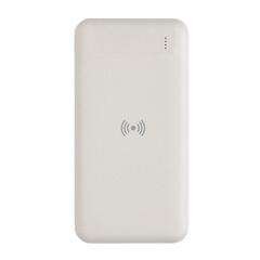 Vue Powerbank 8000 mAh avec induction en plastique recyclé RCS de couleur blanc| Krokrodeal