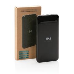Vue Powerbank 8000 mAh avec induction en plastique recyclé RCS de couleur noir| Krokrodeal