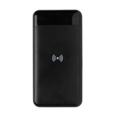 Vue Powerbank 8000 mAh avec induction en plastique recyclé RCS de couleur noir| Krokrodeal