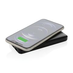 Vue Powerbank 8000 mAh avec induction en plastique recyclé RCS de couleur noir| Krokrodeal