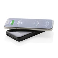 Vue Powerbank 8000 mAh avec induction en plastique recyclé RCS de couleur noir| Krokrodeal