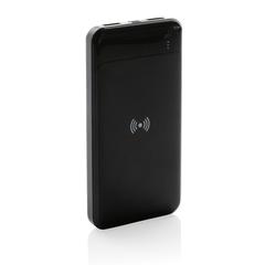 Vue Powerbank 8000 mAh avec induction en plastique recyclé RCS de couleur noir| Krokrodeal
