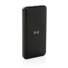 Vue Powerbank 8000 mAh avec induction en plastique recyclé RCS de couleur noir| Krokrodeal