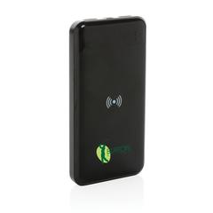 Vue Powerbank 8000 mAh avec induction en plastique recyclé RCS de couleur noir| Krokrodeal