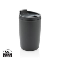 Vue Mug en PP recyclé GRS avec couvercle à bascule de couleur gris| Krokrodeal