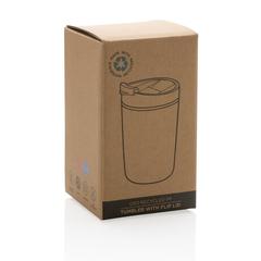Vue Mug en PP recyclé GRS avec couvercle à bascule de couleur gris| Krokrodeal