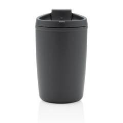 Vue Mug en PP recyclé GRS avec couvercle à bascule de couleur gris| Krokrodeal