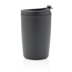 Vue Mug en PP recyclé GRS avec couvercle à bascule de couleur gris| Krokrodeal