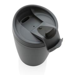 Vue Mug en PP recyclé GRS avec couvercle à bascule de couleur gris| Krokrodeal