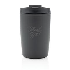 Vue Mug en PP recyclé GRS avec couvercle à bascule de couleur gris| Krokrodeal