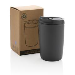Vue Mug en PP recyclé GRS avec couvercle à bascule de couleur gris| Krokrodeal